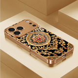 Black‑Gold European Ornament Pattern Electroplated Case for iPhone