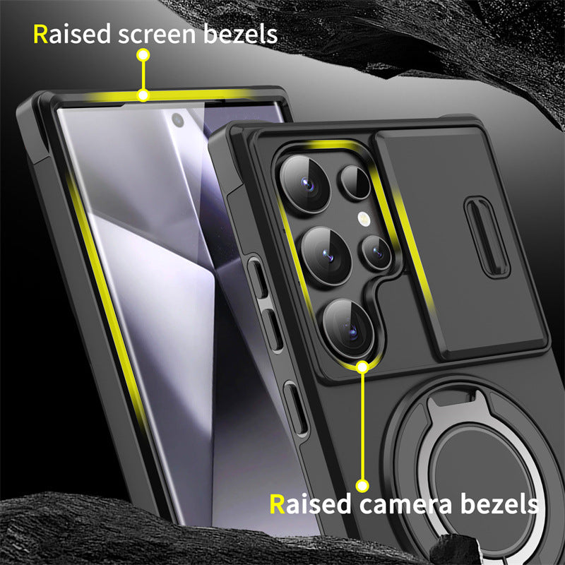 Luxury Armor Magnetic Bracket Slide Camera Protection Case For Samsung