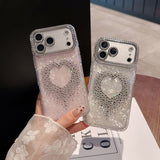 Shell-Patterned Heart-Shaped Rhinestone Phone Case for IPhone
