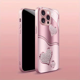 Curve Double Heart Electroplated Case for iPhone