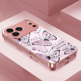 Line Art Pink Butterfly Electroplated Case for iPhone