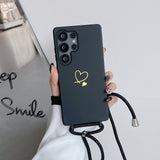 Heart Design Crossbody Strap Shockproof Case for Samsung
