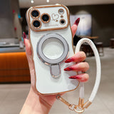 Plating Wave Heart Lanyard Phone Case for iphone