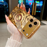 Golden Gear Pattern Electroplated Case for iPhone