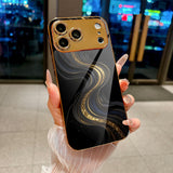 Black‑Gold Quicksand Pattern Electroplated Case for iPhone