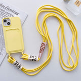 Minimalist Card Holder Lanyard Soft Silicone Case for iPhone
