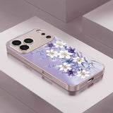 Light Purple Lily Pattern Electroplated Case for iPhone