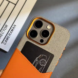 Two-Tone Leather Magnetic Card Slot Shockproof Hard Case for iPhone