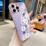 Light Purple Lily Pattern Electroplated Case for iPhone