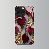 Luxury Red‑Gold Heart Pattern Electroplated Case for iPhone