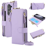 Leather Crossbody Zipper Wallet Case for Samsung