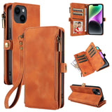 Leather Zipper Lanyard Wallet Case for iPhone