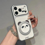 Panda Electroplated Rotating Stand Case for iPhone