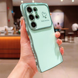 Wavy-Edge Electroplated Heart Shockproof Phone Case for Samsung