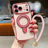 Plating Wave Heart Lanyard Phone Case for iphone