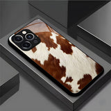 Cowhide Pattern Mirror Phone Case for iPhone