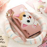 Cute Cat Card Holder Wallet Lanyard Case for iPhone