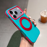 Contrast Color Breathable Magnetic Rotating Kickstand Case for iPhone