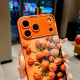 Romantic Orange Flower Field Electroplated Case for iPhone