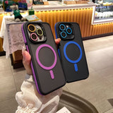 Two-Tone Magnetic Matte Shockproof Phone Case for iPhone