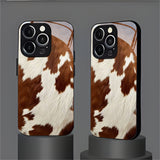 Cowhide Pattern Mirror Phone Case for iPhone