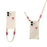 Pink Heart-Shaped Crossbody Full-Coverage Shockproof Case For Samsung