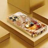 Apple Pattern Gold Plated Glass Phone Case for iPhone