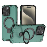 Translucent Grille Magnetic Phone Case with Kickstand for iPhone