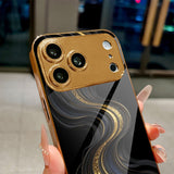 Black‑Gold Quicksand Pattern Electroplated Case for iPhone