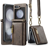 2 in 1 Leather Magnetic Flip Wallet Case for Samsung Z Flip