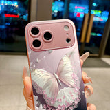 Romantic Pink Butterfly Petals Electroplated Case for iPhone