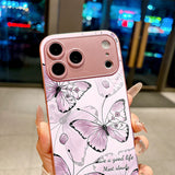 Line Art Pink Butterfly Electroplated Case for iPhone