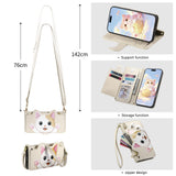 Cute Cat Card Holder Wallet Lanyard Case for iPhone