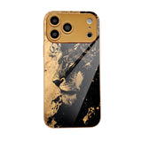 Black Gold Majestic Lion Pattern Electroplated Case for iPhone