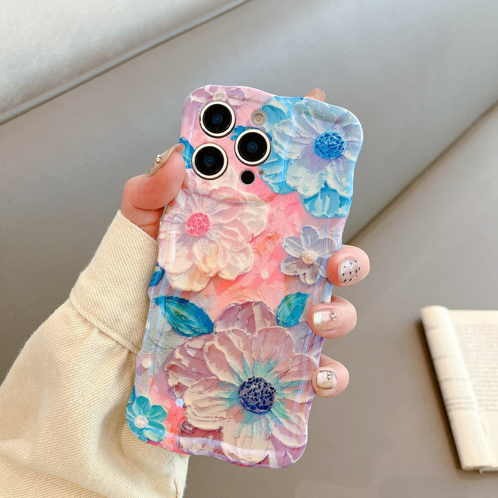 Oil Painting Floral Wavy Edge Phone Case for IPhone