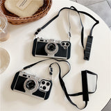 3D Retro Camera Design Phone Case with Lanyard for iPhone