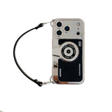 3D Retro Camera Graphic Phone Case PU Leather Strap For iPhone