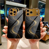 Black‑Gold Quicksand Pattern Electroplated Case for iPhone