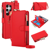 Leather Crossbody Zipper Wallet Case for Samsung