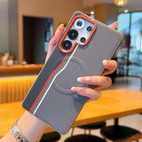 Magnetic Dual-Line Faux Leather Phone Case Suitable for Samsung