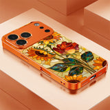 Sunflower & Rose Pattern Glossy Case for iPhone