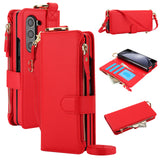 Leather Crossbody Zipper Wallet Case for Samsung