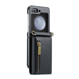 2 in 1 Leather Magnetic Flip Wallet Case for Samsung Z Flip