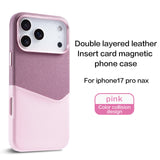 Two-Tone Leather Magnetic Card Slot Shockproof Hard Case for iPhone