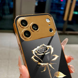 Black Gold Rose Pattern Electroplated Case for iPhone
