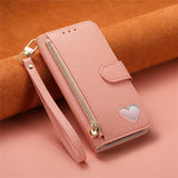 Fashion Heart Pattern Leather Wallet Case for iPhone