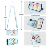 Cute Cat Card Holder Wallet Lanyard Case for iPhone