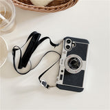 3D Retro Camera Design Phone Case with Lanyard for iPhone