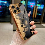 Black Gold Majestic Lion Pattern Electroplated Case for iPhone