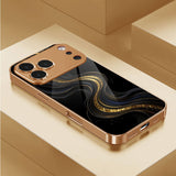 Black‑Gold Quicksand Pattern Electroplated Case for iPhone